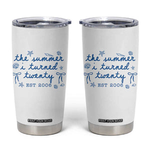The Summer I Turned Thirty Funny 30th Birthday Est 1996 Tumbler Cup Summer Coastal Birthday Seashell Bow