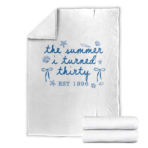 The Summer I Turned Twenty Funny 20th Birthday Est 2006 Throw Blanket Summer Coastal Birthday Seashell Bow