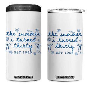 The Summer I Turned Twenty Funny 20th Birthday Est 2006 4 in 1 Can Cooler Tumbler Summer Coastal Birthday Seashell Bow