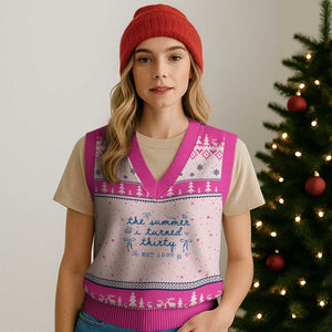 The Summer I Turned Twenty Funny 20th Birthday Est 2006 V-Neck Knit Sweater Vest Summer Coastal Birthday Seashell Bow