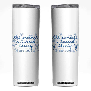The Summer I Turned Twenty Funny 20th Birthday Est 2006 Skinny Tumbler Summer Coastal Birthday Seashell Bow