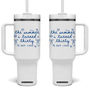 The Summer I Turned Twenty Funny 20th Birthday Est 2006 Tumbler With Handle Summer Coastal Birthday Seashell Bow
