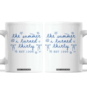 The Summer I Turned Twenty Funny 20th Birthday Est 2006 Coffee Mug Summer Coastal Birthday Seashell Bow