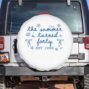 The Summer I Turned Forty Funny 40th Birthday Est 1986 Spare Tire Cover Summer Coastal Birthday Seashell Bow