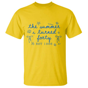 The Summer I Turned Forty Funny 40th Birthday Est 1986 T Shirt Summer Coastal Birthday Seashell Bow