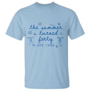 The Summer I Turned Forty Funny 40th Birthday Est 1986 T Shirt Summer Coastal Birthday Seashell Bow
