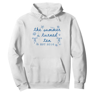 The Summer I Turned Ten Funny 10th Birthday Est 2016 Hoodie Summer Coastal Birthday Seashell Bow