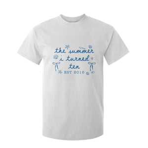 The Summer I Turned Ten Funny 10th Birthday Est 2016 T Shirt For Kid Summer Coastal Birthday Seashell Bow