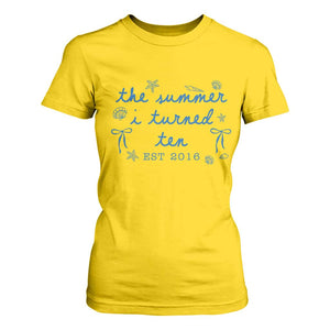 The Summer I Turned Ten Funny 10th Birthday Est 2016 T Shirt For Women Summer Coastal Birthday Seashell Bow