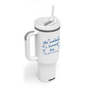 The Summer I Turned Ten Funny 10th Birthday Est 2016 Tumbler With Handle Summer Coastal Birthday Seashell Bow