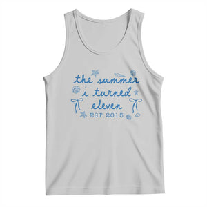 The Summer I Turned Eleven Funny 11th Birthday Est 2015 Tank Top Summer Coastal Birthday Seashell Bow