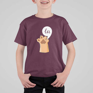 Funny Harris Supporter T Shirt For Kid Comma La Cat Hand Paw Kamala Punctuation TS11 Maroon Print Your Wear