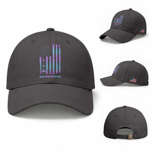 Suicide Prevention Warriors Baseball Cap Vintage American Flag Heartbeat Ribbon