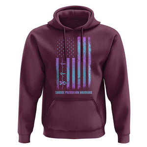 Suicide Prevention Warriors Hoodie Vintage American Flag Heartbeat Ribbon TS11 Maroon Print Your Wear