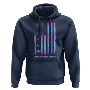 Suicide Prevention Warriors Hoodie Vintage American Flag Heartbeat Ribbon TS11 Navy Print Your Wear