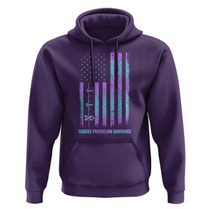 Suicide Prevention Warriors Hoodie Vintage American Flag Heartbeat Ribbon TS11 Purple Print Your Wear