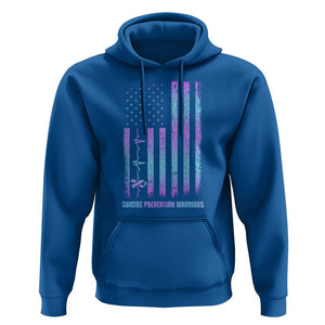 Suicide Prevention Warriors Hoodie Vintage American Flag Heartbeat Ribbon TS11 Royal Blue Print Your Wear