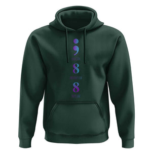 Suicide Prevention Awareness Hoodie 988 Suicide Prevention Hotline 988 Purple Teal Semicolon TS11 Dark Forest Green Print Your Wear