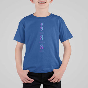 Suicide Prevention Awareness T Shirt For Kid 988 Suicide Prevention Hotline 988 Purple Teal Semicolon TS11 Royal Blue Print Your Wear