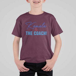 Harris Walz 2024 T Shirt For Kid Kamala And The Coach US Presidential Election TS11 Maroon Print Your Wear