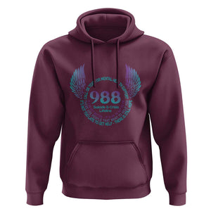 Suicide Prevention Awareness Hoodie Call Or Text For Mental Health Support 988 Suicide And Crisis Lifeline Wings TS11 Maroon Print Your Wear