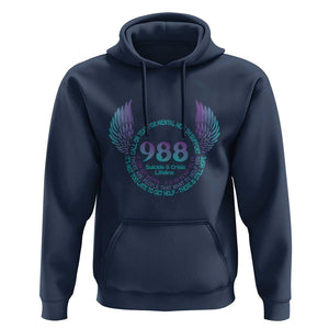 Suicide Prevention Awareness Hoodie Call Or Text For Mental Health Support 988 Suicide And Crisis Lifeline Wings TS11 Navy Print Your Wear