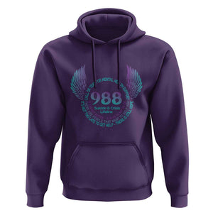 Suicide Prevention Awareness Hoodie Call Or Text For Mental Health Support 988 Suicide And Crisis Lifeline Wings TS11 Purple Print Your Wear