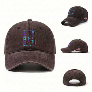 Suicide Prevention Awareness Washed Cotton Baseball Cap Veterans Crisis Line Dial 988 Press 1 American Flag Gun
