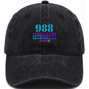 Suicide Prevention Awareness Washed Cotton Baseball Cap 988 Veteran Suicide Prevention Press 1
