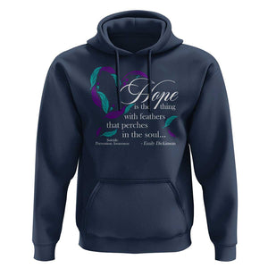 Suicide Prevention Awareness Hoodie Hope Is The Thing With Feathers That Perches In The Soul Heart TS11 Navy Print Your Wear