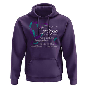 Suicide Prevention Awareness Hoodie Hope Is The Thing With Feathers That Perches In The Soul Heart TS11 Purple Print Your Wear