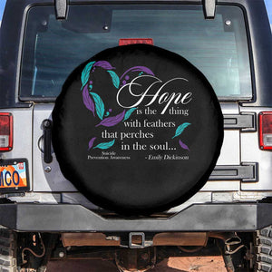 Suicide Prevention Awareness Spare Tire Cover Hope Is The Thing With Feathers That Perches In The Soul Heart TS11 No hole Black Print Your Wear