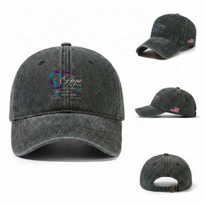 Suicide Prevention Awareness Washed Cotton Baseball Cap Hope Is The Thing With Feathers That Perches In The Soul Heart