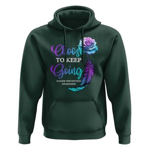 Suicide Prevention Awareness Hoodie Choose To Keep Going Semicolon Rose Feather TS11 Dark Forest Green Print Your Wear