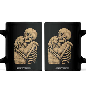 Skeleton Hugging Dog Halloween Dog Lover Coffee Mug TS11 Black Print Your Wear