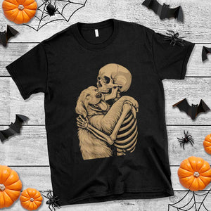 Skeleton Hugging Dog Halloween Dog Lover T Shirt TS11 Black Print Your Wear