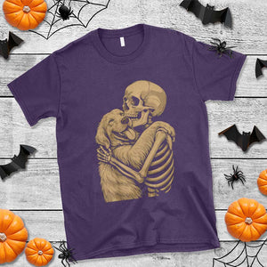 Skeleton Hugging Dog Halloween Dog Lover T Shirt TS11 Purple Print Your Wear