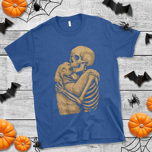 Skeleton Hugging Dog Halloween Dog Lover T Shirt TS11 Royal Blue Print Your Wear