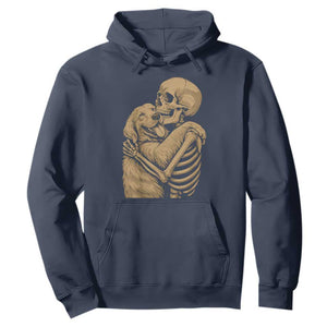 Skeleton Hugging Dog Halloween Dog Lover Hoodie TS11 Navy Print Your Wear