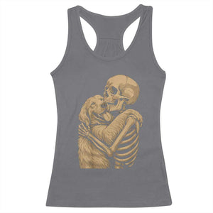 Skeleton Hugging Dog Halloween Dog Lover Racerback Tank Top TS11 Charcoal Print Your Wear