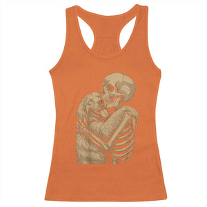 Skeleton Hugging Dog Halloween Dog Lover Racerback Tank Top TS11 Orange Print Your Wear