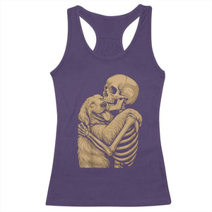 Skeleton Hugging Dog Halloween Dog Lover Racerback Tank Top TS11 Purple Print Your Wear