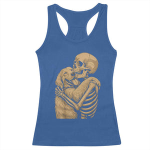 Skeleton Hugging Dog Halloween Dog Lover Racerback Tank Top TS11 Royal Blue Print Your Wear