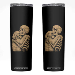 Skeleton Hugging Dog Halloween Dog Lover Skinny Tumbler TS11 Black Print Your Wear