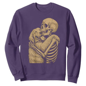 Skeleton Hugging Dog Halloween Dog Lover Sweatshirt TS11 Purple Print Your Wear