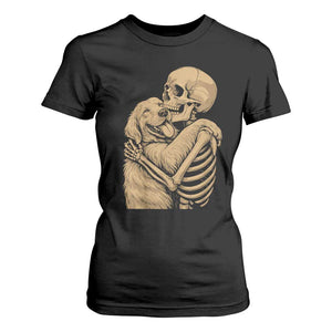 Skeleton Hugging Dog Halloween Dog Lover T Shirt For Women TS11 Black Print Your Wear