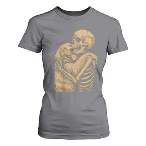 Skeleton Hugging Dog Halloween Dog Lover T Shirt For Women TS11 Charcoal Print Your Wear