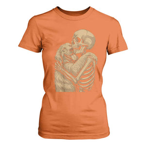 Skeleton Hugging Dog Halloween Dog Lover T Shirt For Women TS11 Orange Print Your Wear