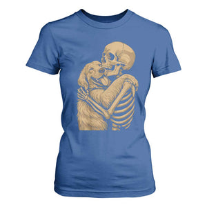 Skeleton Hugging Dog Halloween Dog Lover T Shirt For Women TS11 Royal Blue Print Your Wear