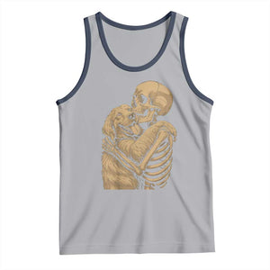 Skeleton Hugging Dog Halloween Dog Lover Tank Top TS11 Athletic Heather Navy Print Your Wear
